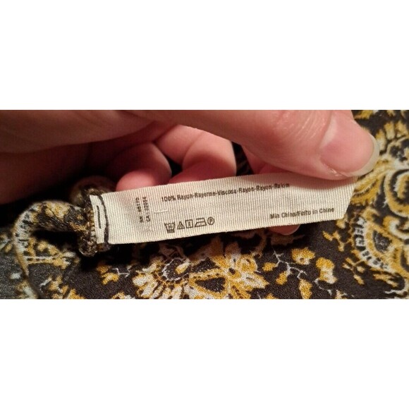 Intimately Free People Yellow & Black Paisley Tiered Ruffle Tank Top Tunic M - Picture 14 of 15